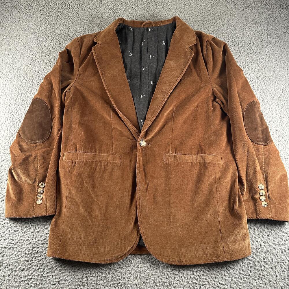 Marine Layer Woolsey Blazer Mens 44 Brown Corduroy Elbow Patch Jacket Sportcoat